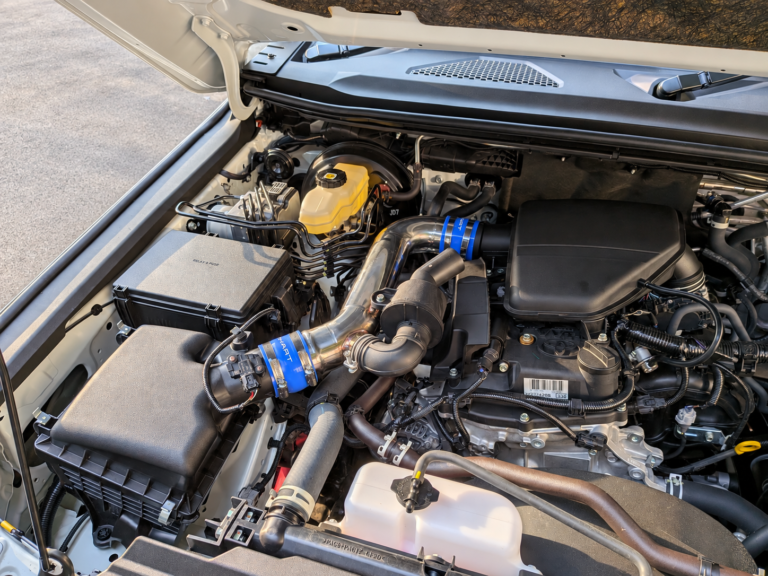 EXART Land Cruiser 250 air cleaner-side AIS installation reference with Sound Generator. Both intake sections shown; throttle-side AIS sold separately.