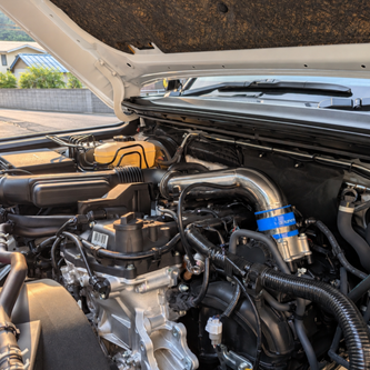 EXART Land Cruiser 250 throttle-side AIS installation reference. Both intake sections shown; air-cleaner-side AIS sold separately.