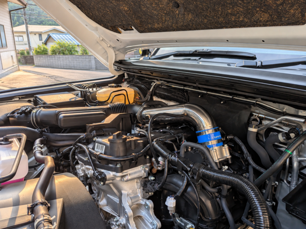 EXART Land Cruiser 250 throttle-side AIS installation reference. Both intake sections shown; air-cleaner-side AIS sold separately.